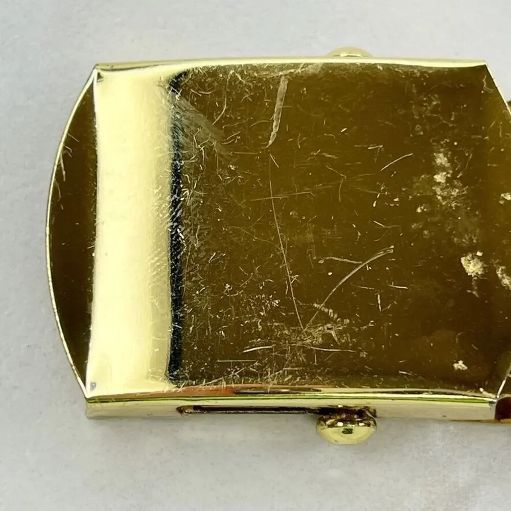Vintage Gold Tone Web Clamp On Simple Basic Belt Buckle